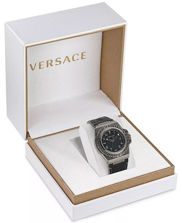 Versace Herren Armbanduhr 44 mm Armband Leder GRECA REACTION